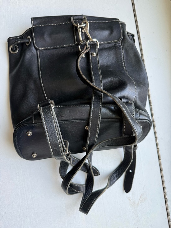 Dooney & Bourke Black Leather Drawstring Backpack main image 4